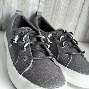 Sperry Top-Sider Women's Crest Vibe Sparkle Chambray Sneaker Grey Size 8.5